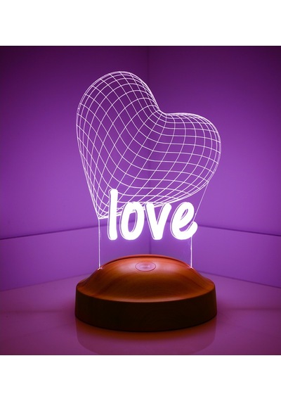 3D Led Lamba 3 Boyutlu 14 Şubat Love Özel Hediye Gecelambası Çok Renkli