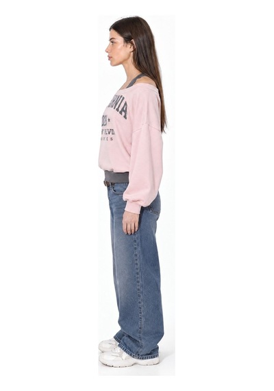 Hiccup Busem Bisiklet Yaka Sweatshirt Pembe