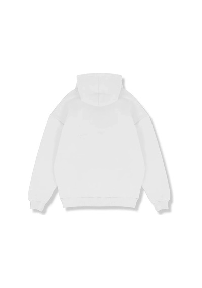 Startmore Why Not Baskılı Beyaz Oversize Unisex Kapüşonlu Beyaz