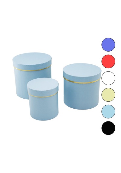3pcs Yuvarlak Mat Renkli - Düz Renk Karton Hediye Kutusu 18-16-12cm 5332