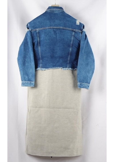 Özel Koleksiyon, Yırtık Detaylı Uzun Denim Ceket 3024 001
