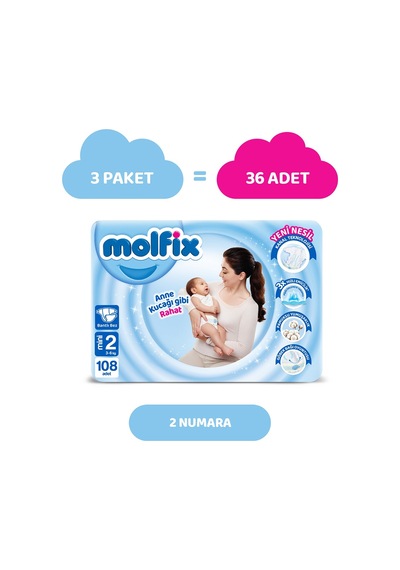 Molfix Bebek Bezi 2 Beden Mini Ekonomik Paket 108 Adet