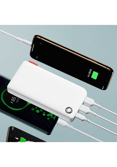 Benks PB12 20000 mAh PD Powerbank Taşınabilir 18W Hızlı Şarj Cihazı - ZORE-218157 Beyaz