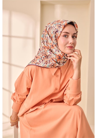 Silk Home Twill İpek Eşarp 11477-06 Ekru, Taba, Mor, Turkuaz, Vizon