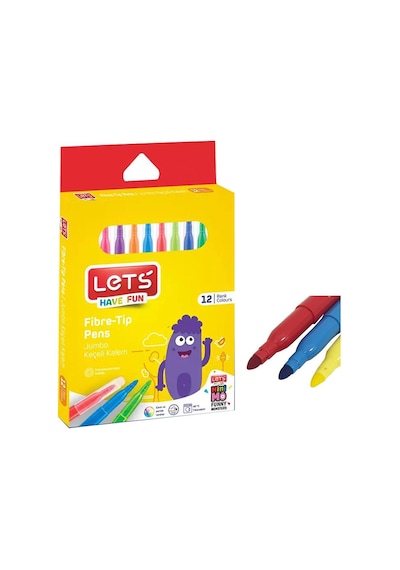 Jumbo Keçeli Kalem 12 Renk 1 Paket Lets Keçeli Kalem Jumbo 12 Ren