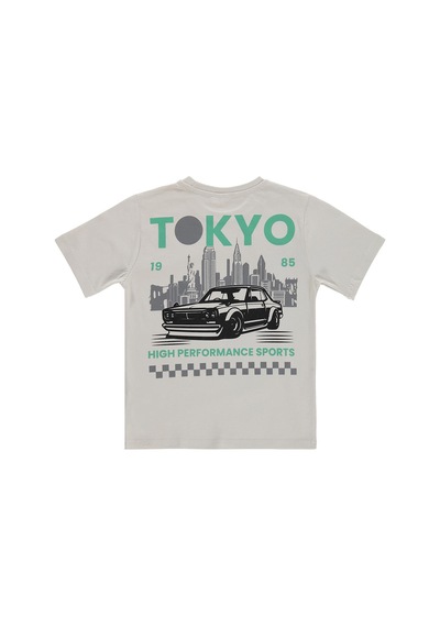 Civil Boys Tokyo Basklı 10-13 Yaş Tişört - Koyu Taş Rengi