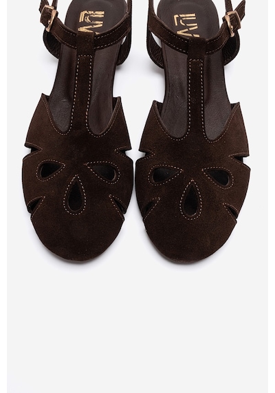 Luvishoes Nathalıe Kahverengi Süet Hakiki Deri Kadın Sandalet