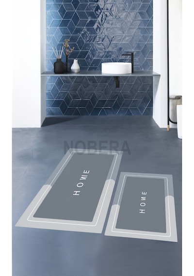 2'li Ultra Emici Kaymaz Banyo Paspası Seti 40x60 Cm & 50x70 Cm Gri