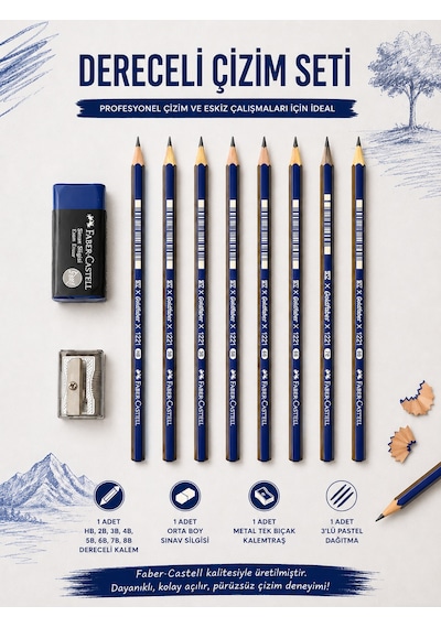 Dereceli Kalem Set Karakalem Hb,2b,3b,4b,5b,6b,7b,8b Dereceli Kalem,kalemtıraş,orta Boy Sınav Silgisi