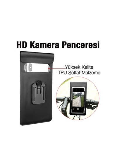 F1-c Su Geçirmez Bisiklet Gidon Telefon Tutucu- 5775 - Hs08377778-3911 Siyah Siyah