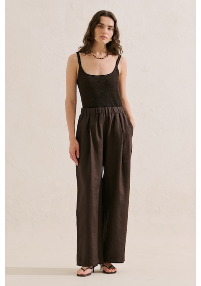 Manuka Keten Geniş Paça Pantolon Acıkahve Ss26pnt00039-23.6552