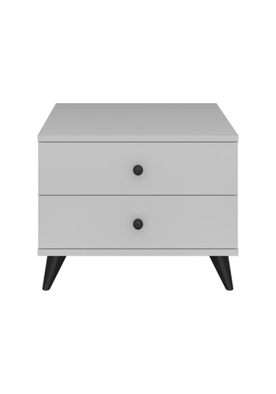 Simple Komodin 2 Çekmeceli 60x44x48 Beyaz Beyaz