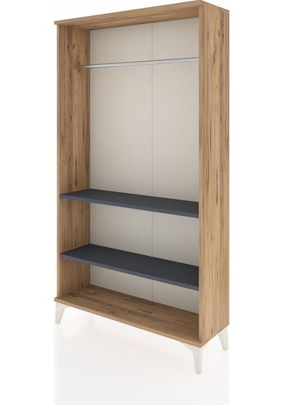 Arges Dolap 2 Raflı Kapaklı Tek Askılı 88x30x163 Çam-antrasit Atlas Çam
