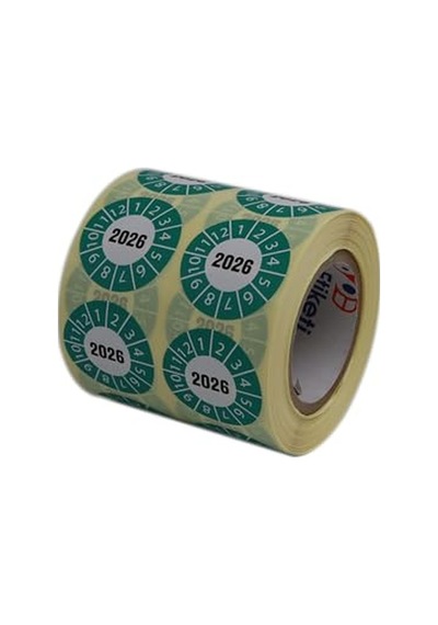 Vellum Tarih Seçme Etiketi 30mm X 30mm Ruloda 1000 Adet Yeşil, 2026 1