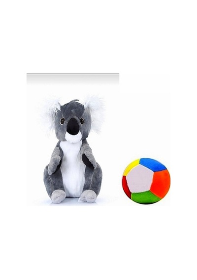 Peluş Koala 25 Cm Ve Peluş Top 12 Cm - 2 Ürün 1 Arada Oyuncak Gri
