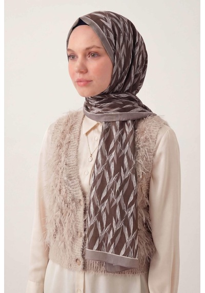 Silk Home Yaprak Desen Soluk Lila 75x195 Soft Şal Çok Renkli