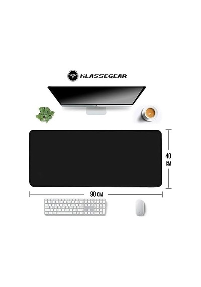 Classic Mouse Pad, Dikişli Kenar, Kaymaz Taban, Büyük Boy Pürüzsüz Yüzey, Baskısız Ofis Tipi Masa Koruyucu, Ergonomik Mouse Ped 90x40 Cm - Xx Large, Siyah