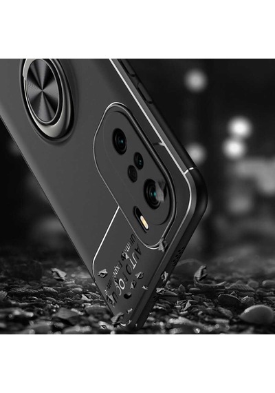 Xiaomi Mi 11i Kılıf Zore Ravel Silikon Kapak Siyah-Kırmızı
