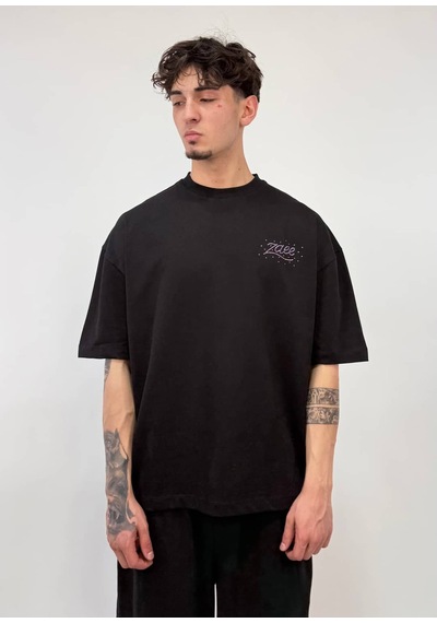 Zaee Signature Oversize Taş İşlemeli Tişört Siyah