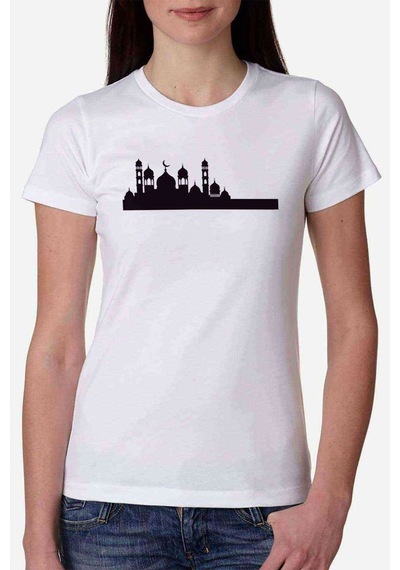 Silhouette Mosque Kadın Beyaz Tshirt (534816956)