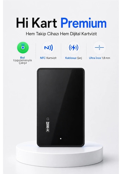 Hi Kart Premium Siyah Dijital Kartvizit Takip Cihazı Apple iOS Uyumlu Suya Dayanıklı 0