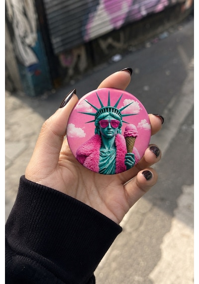 Mashspot 5'li Pop Art Heykel Rozet Seti 58 Mm Renkli Sanat Temalı Buton Rozet Çok Renkli