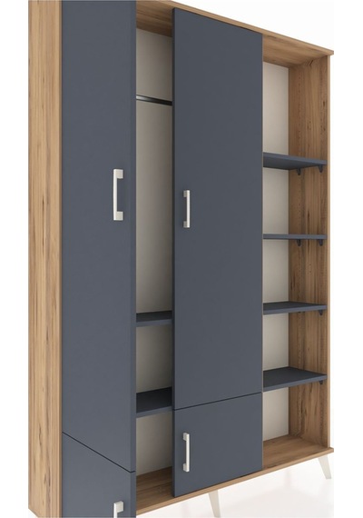 Arges Dolap 6 Raflı 4 Kapaklı Tek Askılı 132x30x195 Çam-antrasit/antrasit Antrasıt/antrasıt Arges Dolap 6 Raflı 4 Kapaklı Tek Askılı 132x30x195 Çam-antrasit/antrasit Antrasıt/antrasıt