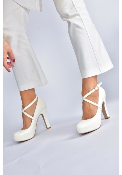 Fox Shoes Beyaz Platform Topuklu Kadın Ayakkabı M348007609 Beyaz