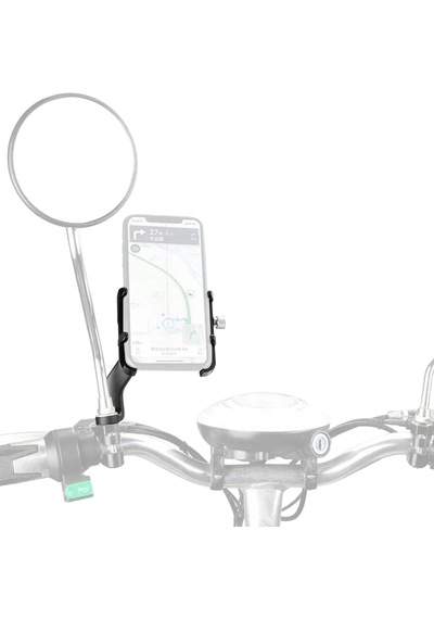 Microcase Gub Pro 2 Alüminyum Alaşım Bisiklet Motosiklet Telefon Tutucu - 55-100mm Dikiz Ayna Bağlantılı Telefon Sabitleyici - Al5773 Siyah