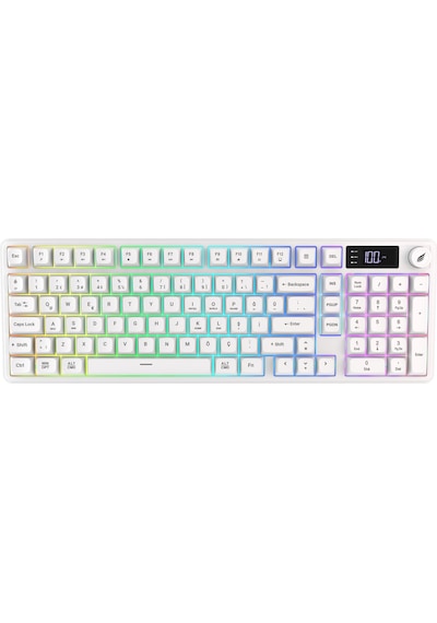Hk258 Membrane Lcd Rgb Kablosuz/bluetooth Beyaz Full Türkçe Gaming Oyuncu Klavye