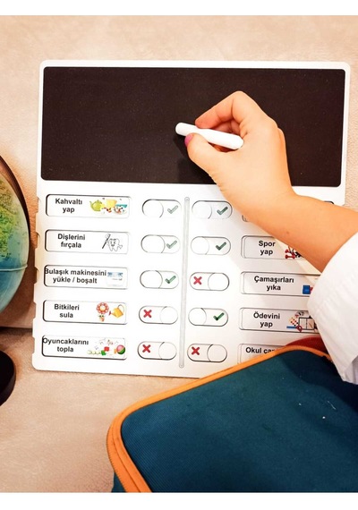 Çocuk Görev Tablosu Ahşap Eğitici Oyuncak - Montessori Günlük Rutin Çizelgesi