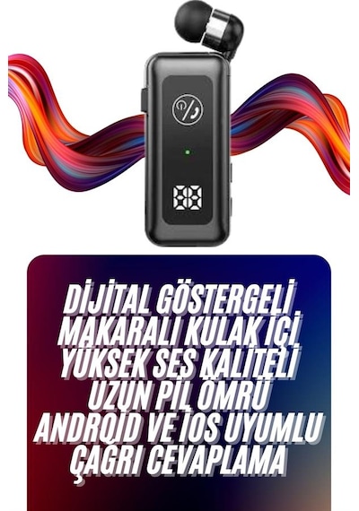 Makaralı - 156 - Bluetooth Kulaklık Telefon Uyumlu Makaralı Tf Kart Girişli - Csmo-tex - Güç Göstergeli
