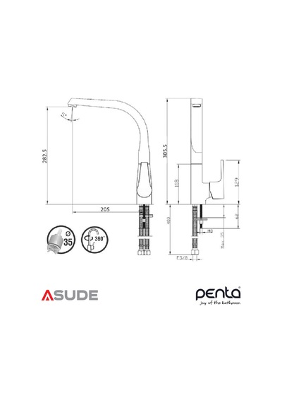 Penta 2315 Aren Evye Bataryası Ø35mm Sarı