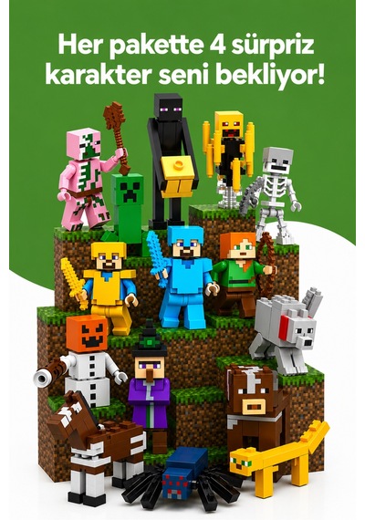 Minecraft Manyetik Portal Temalı Blok Oyuncak - 128 Parça