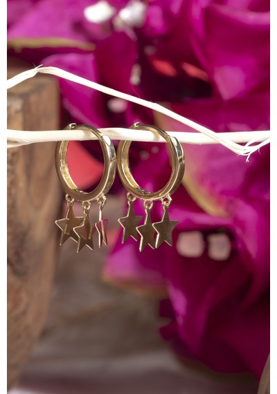 Moom Mücevherat Kadın 14 Ayar Altın Yıldız Sallantılı Halka Küpe