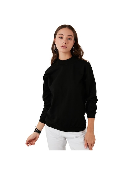 Lela Pamuklu Dik Yaka Basic Örme Bayan Sweat 5863323 Siyah