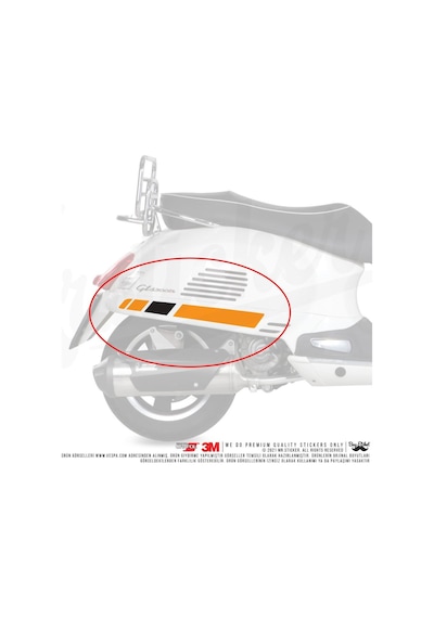 Sts5 Mat Turuncu Siyah Vespa Gts250 Gts300 Yan Cita Sticker Seti