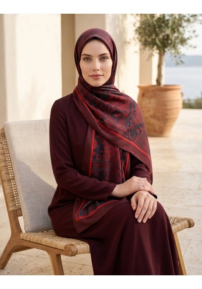 Moda Nuda Iconic Hasna Şal Bordo - Zarif Ve Modern