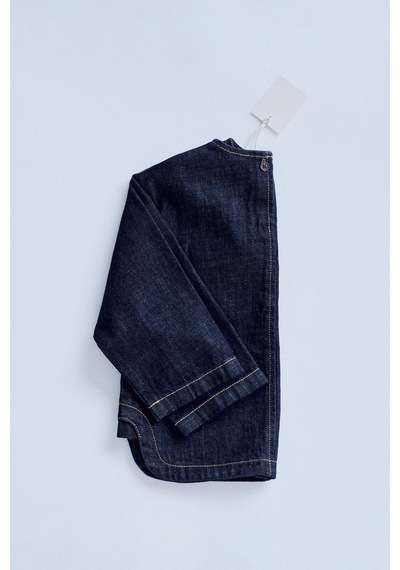 Magu Kız Çocuk Pamuklu Lacivert Denim Bol Paça Takım - Cepli Üst Lacivert