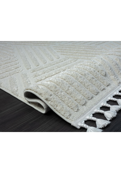 Loop Lp001a Beyaz Halı Dekoratif Sisal Bukle Tozsuz Antialerjik Salon Halısı Yatak Odası Koridor-106 Beyaz