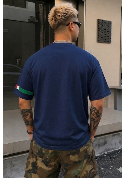 Tarz Cool Erkek Regular Baskılı Tişört Mexico Yazılı %100 Pamuk Rahat Kesim T-shirt Lacivert