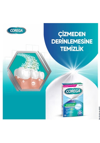 Corega 3 Dakikada Temizleyici 30 Tablet 3 Adet + Corega Protez Diş Saklama Kutusu