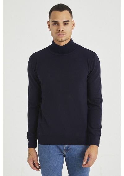 Lacivert Erkek Slim Fit Yarım Balıkçı Yaka Akrilik-pamuk Karışımlı Basic Triko Kazak Lacivert Lacivert Erkek Slim Fit Yarım Balıkçı Yaka Akrilik-pamuk Karışımlı Basic Triko Kazak Lacivert