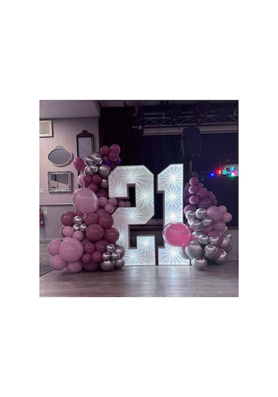 Krom Gümüş Retro Yaban Çileği Ve Toz Pembe Balon Zinciri 100 Adet Mix
