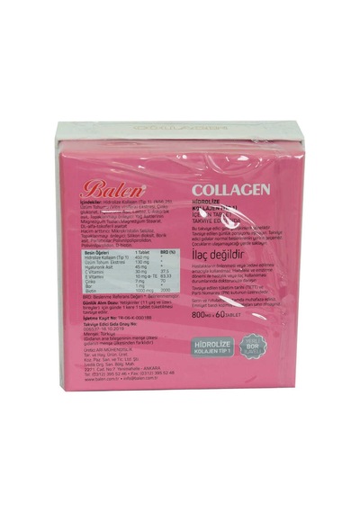 Collagen Hidrolize Kollajen Tip1 İçeren Tablet 800 Mg X 60 Tablet