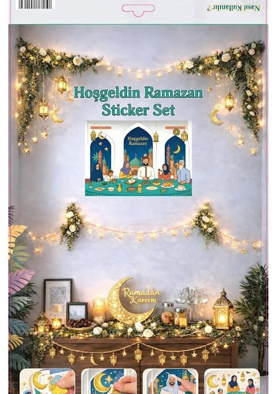 Sticker Hoş Geldin Ramazan Süsü, Ramazan Süsleri, Ramazan Tavan Süsü Ramazan Desenli Ürünler