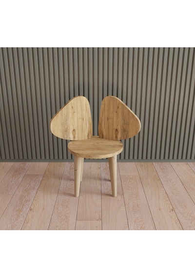 Çocuk Sandalyesi Çocuk Oturağı Fil Kulaklı Ahşap MDF Sandalye Montessori Sandalye TEKLİ Kahverengi