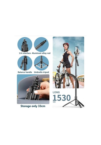 Coverzone Profesyonel Tripod Ve Selfie Çubuğu L16 Bluetooth Uzakt