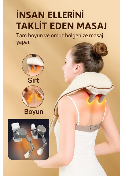 Elektrikli Boyun Ve Omuz Masaj Aleti Isıtmalı, 8d İnsan Eli Etkisi, Derin Kas Rahatlama - 743291109 Diğer