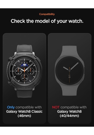 Galaxy Watch 8 Classic 46mm İle Uyumlu Kılıf Rugged Armor Matte Black - Acs10012 Yok
